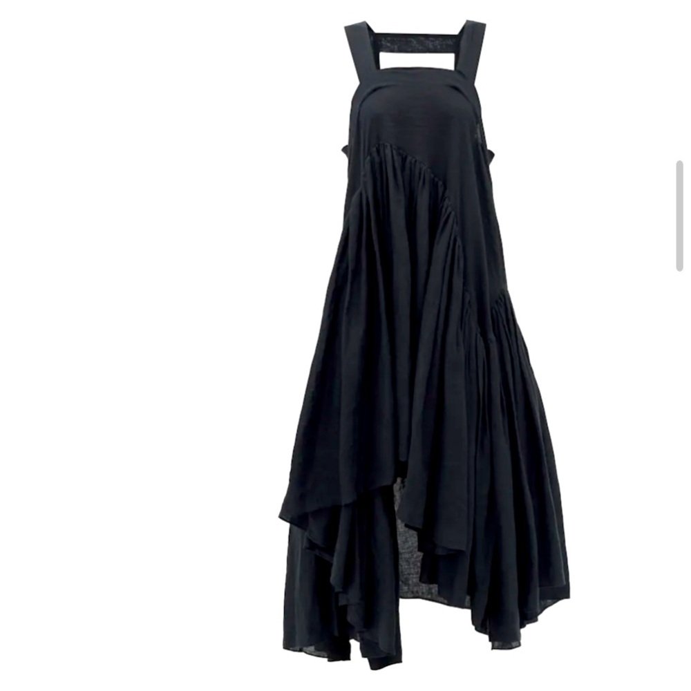 Loewe Paula’s Ibiza Black Gathered Linen Dress